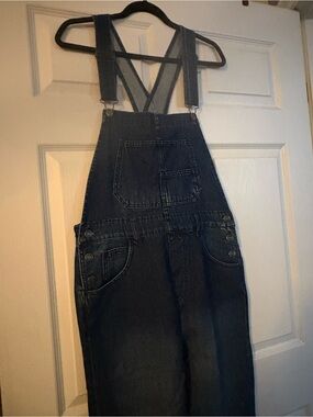 Free People Dark Indigo Denim Overalls